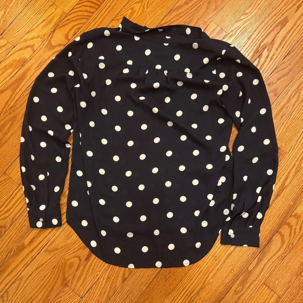 LOFT | Navy Polka Dot Button Down Dress Shirt | Size S - Picture 5 of 5
